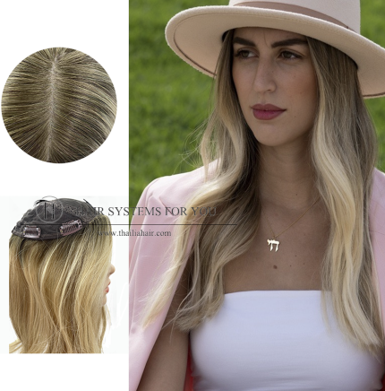 Silk Top Topper Jewish Topper Blonde Color Dark Root